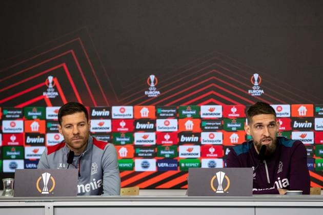Bayer 04 Leverkusen Press Conference 06 03 2024 Xabi Alonso Coach Bayer 04 Leverkusen , Robert Andrich Bayer 04 Leverkusen, 8 Bayer 04 Leverkusen Press Conference 06 03 2024 Copyright: xBEAUTIFULxSPORTS Buriakovx