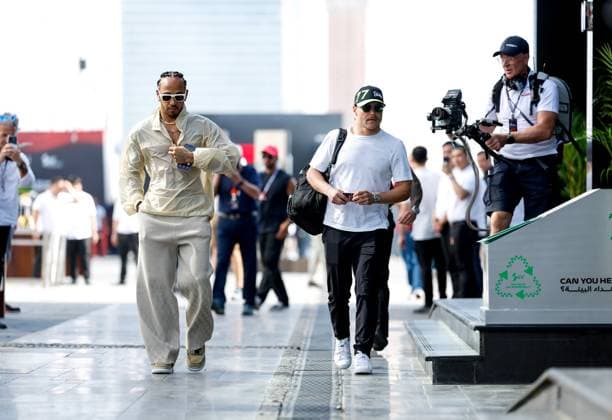 44 Lewis Hamilton GBR, Mercedes AMG Petronas F1 Team , 77 Valtteri Bottas FIN, Stake F1 Team Kick Sauber , F1 Grand Prix of Saudi Arabia at Jeddah Corniche Circuit on March 6, 2024 in Jeddah, Saudi Arabia Photo by HOCH ZWEI Jeddah Saudi Arabia