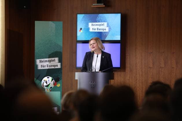 Berlin, Germany, 06 03 2024 Federal Ministry of the Interior 100-day countdown event to the 2024 European Football Championship Federal Minister of the Interior Nancy Faeser gives a speech Copyright: xdtsxNachrichtenagenturx dts_32267