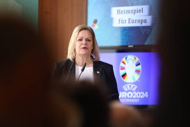 Berlin, Germany, 06 03 2024 Federal Ministry of the Interior 100-day countdown event to the 2024 European Football Championship Federal Minister of the Interior Nancy Faeser gives a speech Copyright: xdtsxNachrichtenagenturx dts_32269