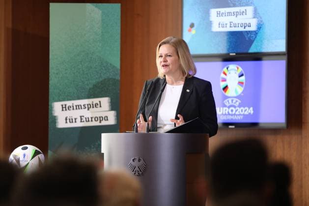 Berlin, Germany, 06 03 2024 Federal Ministry of the Interior 100-day countdown event to the 2024 European Football Championship Federal Minister of the Interior Nancy Faeser gives a speech Copyright: xdtsxNachrichtenagenturx dts_32270