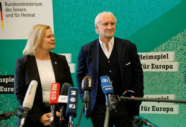 Federal Minister of the Interior Nancy Faeser, DFP Sports Director Rudi Völler, Germany, Berlin, 100-day countdown event to UEFA EURO 2024