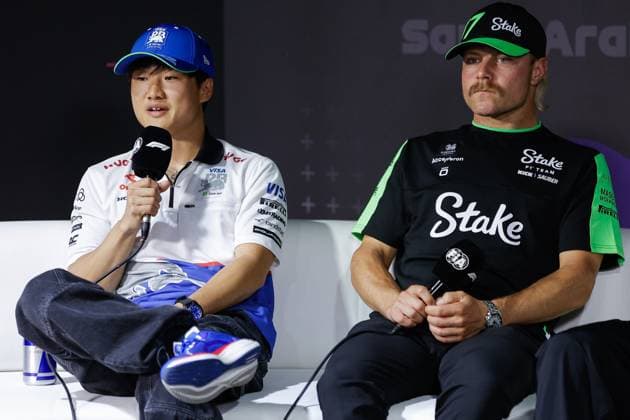 TSUNODA Yuki (jap), Visa Cash App RB F1 Team VCARB 01, portrait, BOTTAS Valtteri (fin), Stake F1 Team Kick Sauber C44, portrait, press conference, PK, Pressekonferenz during the Formula 1 STC Saudi Arabian Grand Prix 2024, 2nd round of the 2024 Formula One World Championship, WM, Weltmeisterschaft from March 7 to 9, 2024 on the Jeddah Corniche Circuit, in Jeddah, Saudi Arabia - F1 - SAUDI ARABIAN GRAND PRIX 2024 DPPI Panoramic  240306_R02_SAUDI__LF_9717