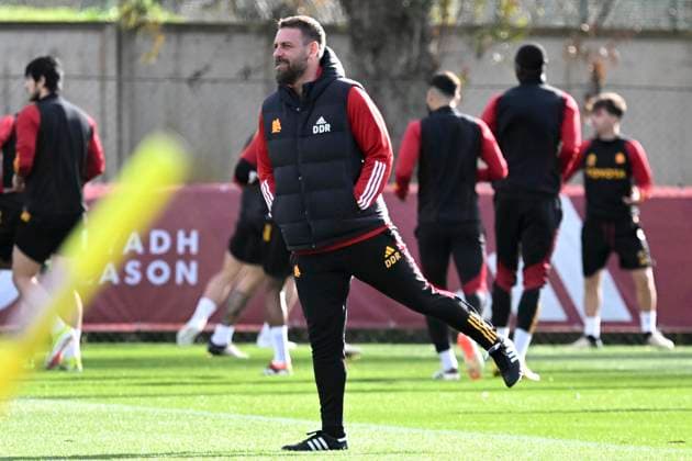 Daniele De Rossi coach of AS Roma attends the team training the day before the Europa League football match between AS Roma and Brighton & Hove Albion FC at Fulvio Bernardini center in Rome (Italy), March 6th, 2024. andreaxstaccioli