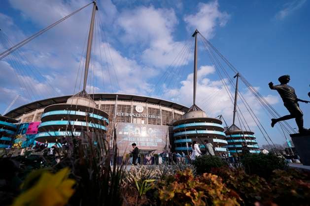 MANCHESTER, ENGLAND, 6th March 2024. A general view outside the stadium ahead of the UEFA Champions League match at the Etihad Stadium, MANCHESTER. Picture credit should read: Andrew Yates Sportimage EDITORIAL USE ONLY. No use with unauthorised audio, video, data, fixture lists, club league logos or live services. Online in-match use limited to 120 images, no video emulation. No use in betting, games or single club league player publications. SPI-2988-0007