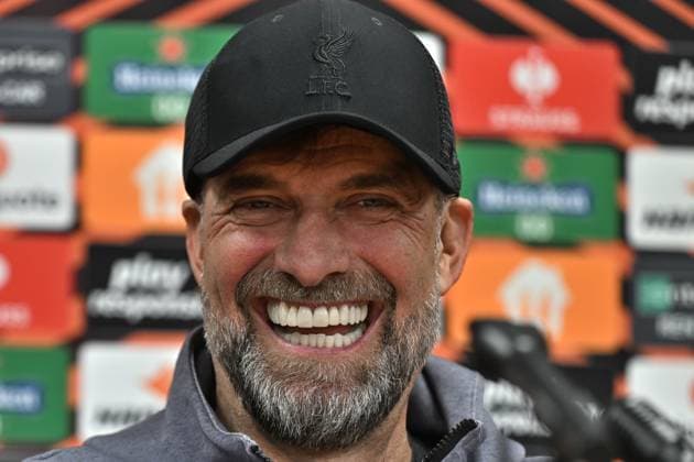 Head Coach Jurgen Klopp attends the press conference, PK, Pressekonferenz of the Liverpool FC prior to the Europa League semifinal opening match: AC Sparta Praha vs Liverpool FC, in Prague, Czech Republic, on March 6, 2024. (CTKxPhoto MichaelaxRihova) CTKPhotoP2024030609207  CTKPhotoP2024030609207