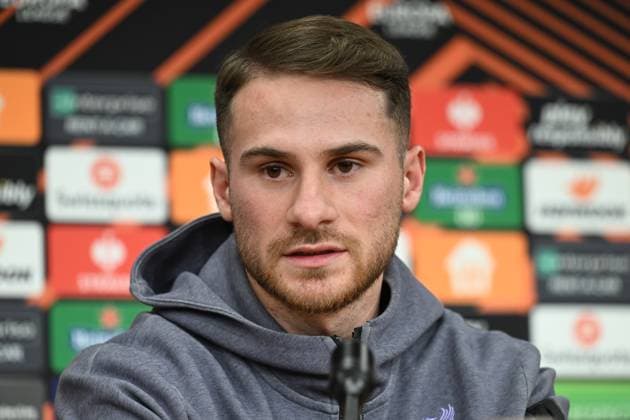 Player Alexis Mac Allister attends the press conference, PK, Pressekonferenz of the Liverpool FC prior to the Europa League semifinal opening match: AC Sparta Praha vs Liverpool FC, in Prague, Czech Republic, on March 6, 2024. (CTKxPhoto MichaelaxRihova) CTKPhotoP2024030609154  CTKPhotoP2024030609154