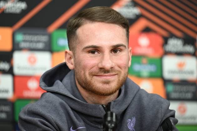 Player Alexis Mac Allister attends the press conference, PK, Pressekonferenz of the Liverpool FC prior to the Europa League semifinal opening match: AC Sparta Praha vs Liverpool FC, in Prague, Czech Republic, on March 6, 2024. (CTKxPhoto MichaelaxRihova) CTKPhotoP2024030609205  CTKPhotoP2024030609205