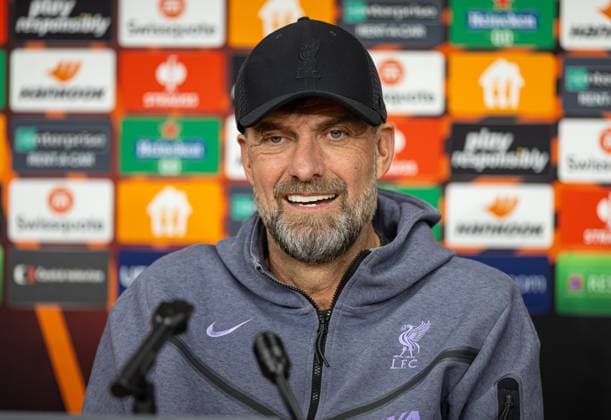Football - UEFA Europa League - Round of 1st 16 1st Leg - AC Sparta Praha v Liverpool FC - MD-1 PRAGUE, CZECH REPUBLIC - Wednesday, March 6, 2024: Liverpool s manager Jürgen Klopp during a press conference, PK, Pressekonferenz at the Stadion Letna ahead of the UEFA Europa League Round of 16 1st Leg match between AC Sparta Praha and Liverpool FC. (Photo by David Rawcliffe Propaganda) PRAGUE Stadion Letna PRAGUE CZECH REPUBLIC  Copyright: xDavidxRawcliffex P2024-03-06-Sparta_Liverpool_MD-1-13