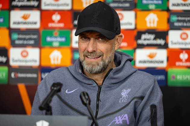 Football - UEFA Europa League - Round of 1st 16 1st Leg - AC Sparta Praha v Liverpool FC - MD-1 PRAGUE, CZECH REPUBLIC - Wednesday, March 6, 2024: Liverpool s manager Jürgen Klopp during a press conference, PK, Pressekonferenz at the Stadion Letna ahead of the UEFA Europa League Round of 16 1st Leg match between AC Sparta Praha and Liverpool FC. (Photo by David Rawcliffe Propaganda) PRAGUE Stadion Letna PRAGUE CZECH REPUBLIC  Copyright: xDavidxRawcliffex P2024-03-06-Sparta_Liverpool_MD-1-14