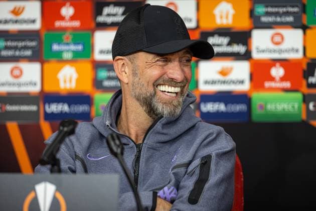 Football - UEFA Europa League - Round of 1st 16 1st Leg - AC Sparta Praha v Liverpool FC - MD-1 PRAGUE, CZECH REPUBLIC - Wednesday, March 6, 2024: Liverpool s manager Jürgen Klopp during a press conference, PK, Pressekonferenz at the Stadion Letna ahead of the UEFA Europa League Round of 16 1st Leg match between AC Sparta Praha and Liverpool FC. (Photo by David Rawcliffe Propaganda) PRAGUE Stadion Letna PRAGUE CZECH REPUBLIC  Copyright: xDavidxRawcliffex P2024-03-06-Sparta_Liverpool_MD-1-17
