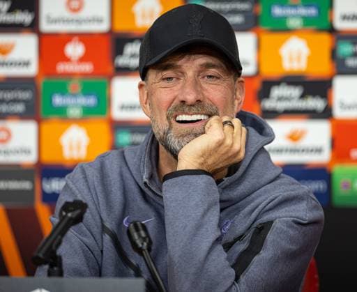 Football - UEFA Europa League - Round of 1st 16 1st Leg - AC Sparta Praha v Liverpool FC - MD-1 PRAGUE, CZECH REPUBLIC - Wednesday, March 6, 2024: Liverpool s manager Jürgen Klopp during a press conference, PK, Pressekonferenz at the Stadion Letna ahead of the UEFA Europa League Round of 16 1st Leg match between AC Sparta Praha and Liverpool FC. (Photo by David Rawcliffe Propaganda) PRAGUE Stadion Letna PRAGUE CZECH REPUBLIC  Copyright: xDavidxRawcliffex P2024-03-06-Sparta_Liverpool_MD-1-20