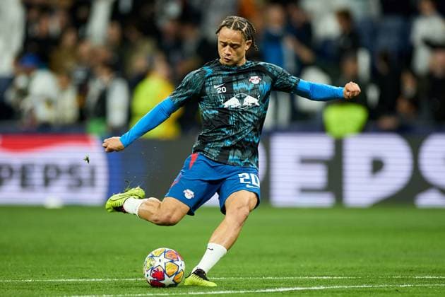 Xavi Simons of RB Leipzig warming up during the UEFA Champions League match between Real Madrid v RB Leipzig at Santiago Bernabeu on March 6, 2024 in Madrid (Photo by: LGM) FOOTBALL : Real Madrid vs RB Leipzig - UEFA Ligue des Champions - 06 03 2024 LGM Panoramic 