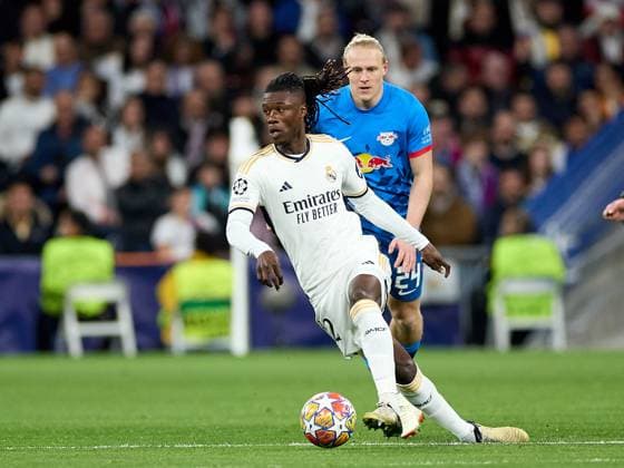 Eduardo Camavinga of Real Madrid CF in action during the UEFA Champions League match between Real Madrid v RB Leipzig at Santiago Bernabeu on March 6, 2024 in Madrid (Photo by: LGM) FOOTBALL : Real Madrid vs RB Leipzig - UEFA Ligue des Champions - 06 03 2024 LGM Panoramic 