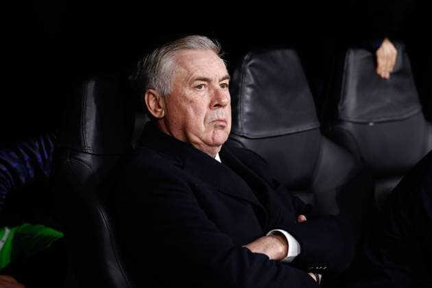 March 6, 2024: Carlo Ancelotti, head coach of Real Madrid, looks on during the UEFA CHampions League, Round of 16, football match played between Real Madrid and RB Leipzig at Santiago Bernabeu stadium on March 06, 2024, in Madrid, Spain. - ZUMAa181 20240306_zaa_a181_017 Copyright: xOscarxJ.xBarrosox