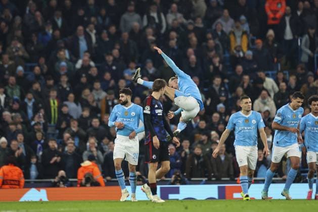 UEFA Champions League Manchester City v F.C. Copenhagen Erling Haaland of Manchester City celebrates his goal to make it 3-1 celebrates his goal to make it 3-1 during the UEFA Champions League match Manchester City vs F.C. Copenhagen at Etihad Stadium, Manchester, United Kingdom, 6th March 2024 (Photo by Mark Cosgrove News Images) Manchester Etihad Stadium Manchester United, ManU Kingdom Copyright: xMarkxCosgrove NewsxImagesx
