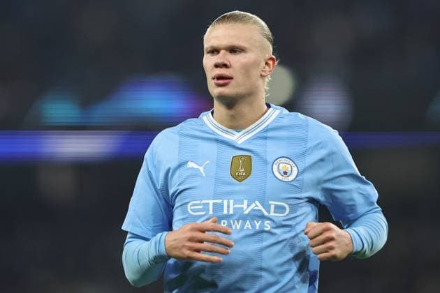 UEFA Champions League Manchester City v F.C. Copenhagen Erling Haaland of Manchester City during the UEFA Champions League match Manchester City vs F.C. Copenhagen at Etihad Stadium, Manchester, United Kingdom, 6th March 2024 (Photo by Mark Cosgrove News Images) Manchester Etihad Stadium Manchester United, ManU Kingdom Copyright: xMarkxCosgrove NewsxImagesx