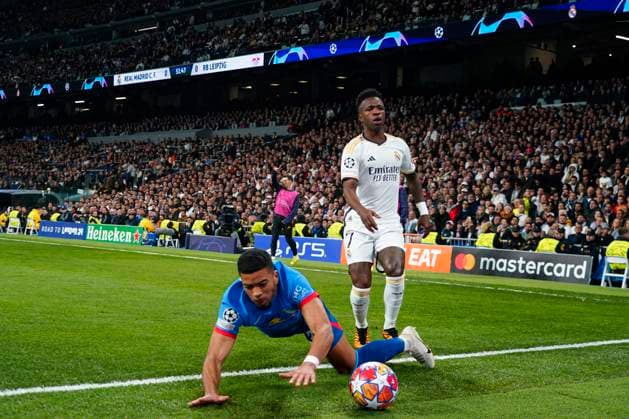 ESP: Real Madrid v RB Leipzig. UEFA Champions League match. Round of 16. Vinicius Jr of Real Madridduring the UEFA Champions League match, Round of 16, second leg, between Real Madrid and RB Leipzig played at Santiago Bernabeu Stadium on March 6, 2023 in Madrid Spain. kpng Copyright: xBaguxBlancox xPRESSINPHOTOx PS_240306_024