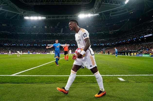 ESP: Real Madrid v RB Leipzig. UEFA Champions League match. Round of 16. Vinicius Jr of Real Madridduring the UEFA Champions League match, Round of 16, second leg, between Real Madrid and RB Leipzig played at Santiago Bernabeu Stadium on March 6, 2023 in Madrid Spain. kpng Copyright: xBaguxBlancox xPRESSINPHOTOx PS_240306_027