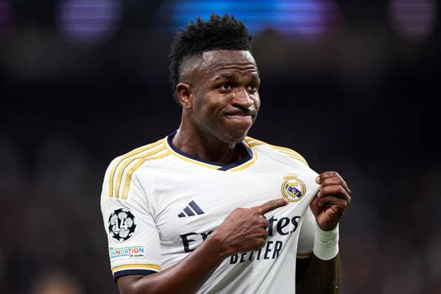 Vinicius Junior of Real Madrid CF celebrates his goal during the UEFA Champions League match between Real Madrid v RB Leipzig at Santiago Bernabeu on March 6, 2024 in Madrid (Photo by: LGM) FOOTBALL : Real Madrid vs RB Leipzig - UEFA Ligue des Champions - 06 03 2024 LGM Panoramic 