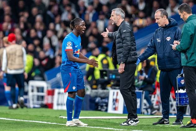Amadou Haidara RB Leipzig, 8 Marco Rose RB Leipzig, Head Coach Real Madrid vs RB Leipzig, Football, UEFA Champions League, Round of 16, 06 03 2024 Real Madrid vs RB Leipzig, Football, UEFA Champions League, Round of 16, 06 03 2024 Madrid Copyright: xEibner-Pressefoto BahhoxKarax EP_BKA