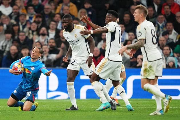 Xavi Simons of RB Leipzig Real Madrid v RB Leipzig. UEFA Champions League match. Round of 16.. Football, Santiago Bernabeu Stadium, Madrid, Spain - 6 March 2024 Editorial use only  Copyright: xBaguxBlanco PRESSINPHOTO Shutterstockx 14379559bc