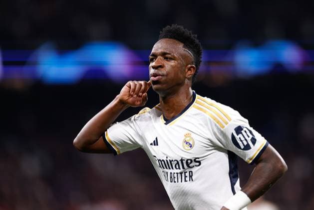 March 6, 2024, Madrid, Madrid, SPAIN: Vinicius Junior of Real Madrid celebrates a goal during the UEFA CHampions League, Round of 16, football match played between Real Madrid and RB Leipzig at Santiago Bernabeu stadium on March 06, 2024, in Madrid, Spain. Madrid SPAIN - ZUMAa181 20240306_zaa_a181_093 Copyright: xOscarxJ.xBarrosox