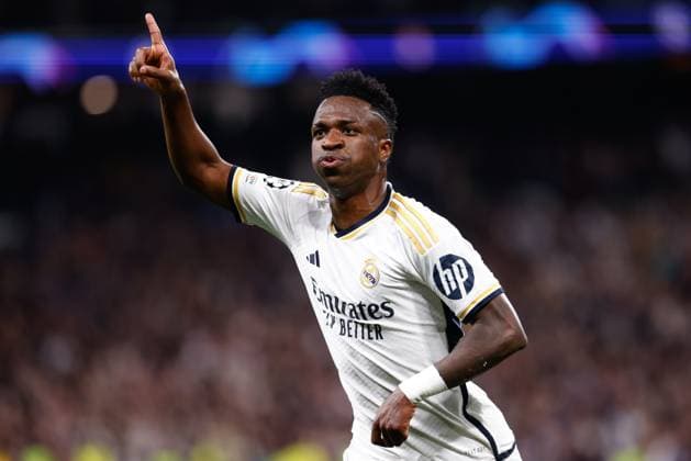 March 6, 2024, Madrid, Madrid, SPAIN: Vinicius Junior of Real Madrid celebrates a goal during the UEFA CHampions League, Round of 16, football match played between Real Madrid and RB Leipzig at Santiago Bernabeu stadium on March 06, 2024, in Madrid, Spain. Madrid SPAIN - ZUMAa181 20240306_zaa_a181_096 Copyright: xOscarxJ.xBarrosox