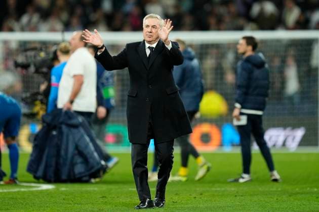 Real Madrid CF v RB Leipzig: Round of 16 Second Leg - UEFA Champions League 2023 24 Carlo Ancelotti head coach of Real Madrid celebrates victory after the UEFA Champions League 2023 24 round of 16 second leg match between Real Madrid CF and RB Leipzig at Estadio Santiago Bernabeu on March 6, 2024 in Madrid, Spain. Madrid Spain  Copyright: xJosexBretonx originalFilename:breton-realmadr240306_npqkz.jpg