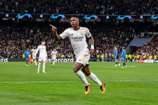 Uefa Champions League: Real Madrid vs RB Leipzig; Round of 16 Second Leg Vinicius Junior of Real Madrid celebrate his goal during the UEFA Champions League 2023 24 round of 16 second leg match between Real Madrid CF and RB Leipzig at Estadio Santiago Bernabeu on March 6, 2024 in Madrid, Spain. Madrid Estadio Santiago Bernabeu Spain Copyright: xAlbertoxGardinx AGardin_20240306_football_ChampionsLeague_Real_Madrid_vs_RB_Leipzig_1