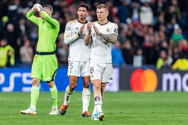 Jude Bellingham Real Madrid, 5 Toni Kroos Real Madrid, 8 Real Madrid vs RB Leipzig, Football, UEFA Champions League, Round of 16, 06 03 2024 Real Madrid vs RB Leipzig, Football, UEFA Champions League, Round of 16, 06 03 2024 Madrid Copyright: xEibner-Pressefoto BahhoxKarax EP_BKA