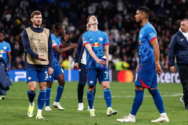 March 6, 2024: Dani Olmo of RB Leipzig lamenting after the UEFA Champions League, Round of 16, football match played between Real Madrid and RB Leipzig at Santiago Bernabeu stadium on March 06, 2024, in Madrid, Spain. - ZUMAa181 20240306_zaa_a181_131 Copyright: xIrinaxR.xHipolitox
