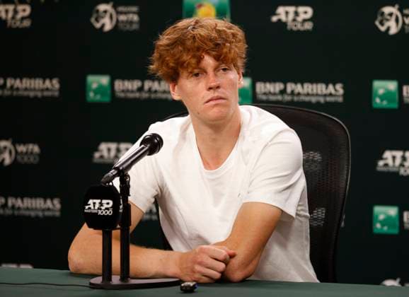 March 06, 2024 Jannik Sinner speaks during a press conference, PK, Pressekonferenz at the BNP Paribas Open tennis tournament. CSM Indian Wells United States of America - ZUMAc04_ 20240306_zma_c04_017 Copyright: xCharlesxBausx