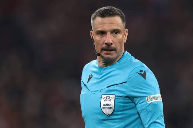Munich, Germany, 5th March 2024. The Referee Slavko Vincic of Slovenia looks on during the UEFA Champions League match at Allianz Arena, Munich. Picture credit should read: Jonathan Moscrop Sportimage EDITORIAL USE ONLY. No use with unauthorised audio, video, data, fixture lists, club league logos or live services. Online in-match use limited to 120 images, no video emulation. No use in betting, games or single club league player publications. SPI-2970-0134