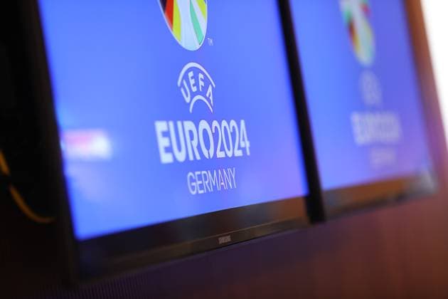 Berlin, Germany, 06 03 2024 Federal Ministry of the Interior 100-day countdown event to the European Football Championship 2024 The Euro 2024 logo is displayed on screens. Copyright: xdtsxNachrichtenagenturx dts_32315