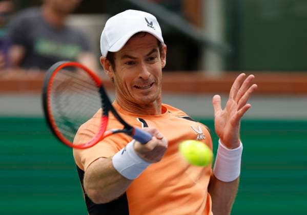 March 06, 2024 Andy Murray, of Britain, hits a forehand to David Goffin, of Belgium, at the BNP Paribas Open tennis tournament. CSM Indian Wells United States of America - ZUMAc04_ 20240306_zma_c04_025 Copyright: xCharlesxBausx
