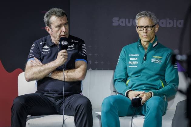 FAMIN Bruno (fra), Team Principal of Alpine F1 Team and KRACK Mike (ger), Team Principal and CEO of Aston Martin F1 Team, portrait, press conference, PK, Pressekonferenz during the Formula 1 STC Saudi Arabian Grand Prix 2024, 2nd round of the 2024 Formula One World Championship, WM, Weltmeisterschaft from March 7 to 9, 2024 on the Jeddah Corniche Circuit, in Jeddah, Saudi Arabia - F1 - SAUDI ARABIAN GRAND PRIX 2024 DPPI Panoramic 240307_R02_SAUDI__LF38939