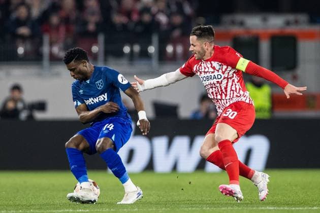 UEFA Europa League SC Freiburg West Ham United 07 03 2024 duel Mohammed Kudus West Ham United, 14 , Christian Günter SC Freiburg, 30 UEFA Europa League SC Freiburg West Ham United, Freiburg, Europa Park Stadium on 07 03 2024 Copyright: xBEAUTIFULxSPORTS Wunderlx