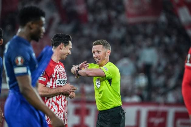 Soccer UEFA Europa League 2023 2024, Round of 16, SC Freiburg West Ham United FC, Europa Park Stadium Referee Alejandro Hernandez Freiburg Stadion am Wolfswinkel Germany Copyright: xJoeranxSteinsiekx