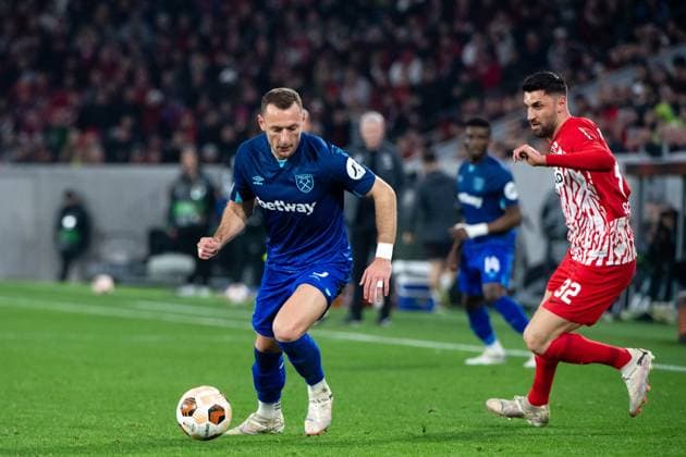Vladimir Coufal West Ham United, 05 on the ball, GER, SC Freiburg vs West Ham United, Football UEFA Europa League, Round of 16 first leg, 2023 2024 season, 07 03 2024 GER, SC Freiburg vs West Ham United, Football UEFA Europa League, Round of 16 first leg, 2023 2024 season, 07 03 2024 Freiburg Copyright: xEibner-Pressefoto Memmlerx EP_MMR