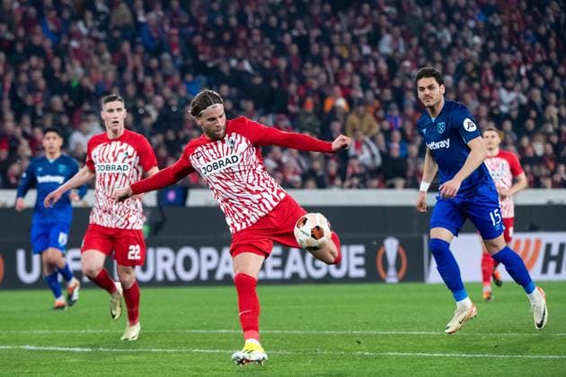 Lucas Hoeler SC Freiburg, 09 on the ball, GER, SC Freiburg vs West Ham United, Football UEFA Europa League, Round of 16 first leg, 2023 2024 season, 07 03 2024 GER, SC Freiburg vs West Ham United, Football UEFA Europa League, Round of 16 first leg, 2023 2024 season, 07 03 2024 Freiburg Copyright: xEibner-Pressefoto Memmlerx EP_MMR