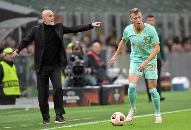 AC Milan v Slavia Prague, UEFA Europa League, Milano, Italy Milano, Italy. 07th, March 2024. Tomas Vlcek (27) of Slavia Prague seen during the UEFA Europa League match between AC Milan and Slavia Prague at San Siro in Milano. Milano Italy  Copyright: xGonzalesxPhoto TommasoxFimianox