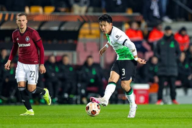 Liverpool s Wataru Endo in action during the Europa League match between Sparta Prague and Liverpool at epet ARENA, Prague, Czech Republic on 7 March 2024. Noxthirdxpartyxsales  (246502661)