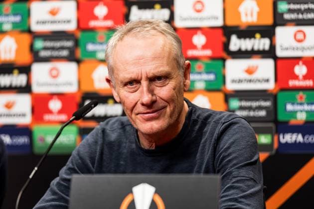 UEFA Europa League SC Freiburg West Ham United 07 03 2024 Christian Streich Coach SC Freiburg at the press conference UEFA Europa League SC Freiburg West Ham United, Freiburg, Europa Park Stadium on 07 03 2024 Copyright: xBEAUTIFULxSPORTS Wunderlx