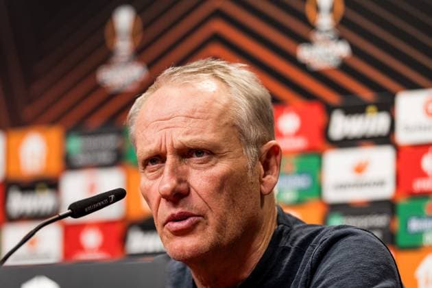 UEFA Europa League SC Freiburg West Ham United 07 03 2024 Christian Streich Coach SC Freiburg at the press conference UEFA Europa League SC Freiburg West Ham United, Freiburg, Europa Park Stadium on 07 03 2024 Copyright: xBEAUTIFULxSPORTS Wunderlx