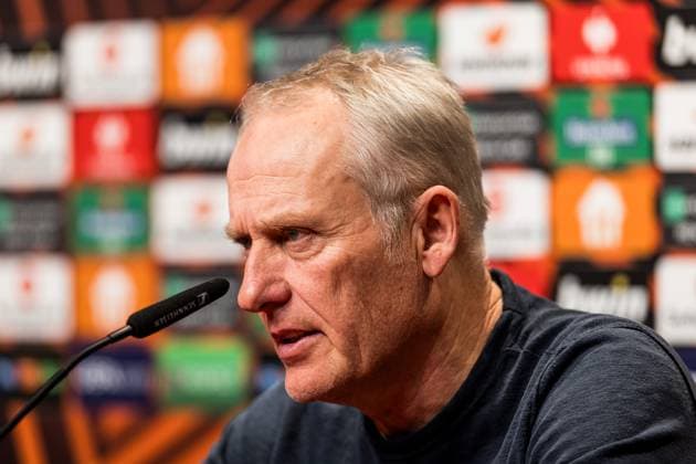 UEFA Europa League SC Freiburg West Ham United 07 03 2024 Christian Streich Coach SC Freiburg at the press conference UEFA Europa League SC Freiburg West Ham United, Freiburg, Europa Park Stadium on 07 03 2024 Copyright: xBEAUTIFULxSPORTS Wunderlx