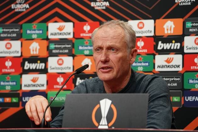Soccer UEFA Europa League 2023 2024, Round of 16, SC Freiburg West Ham United FC, Europa Park Stadium Freiburg coach Christian Streich Freiburg Stadion am Wolfswinkel Germany Copyright: xJoeranxSteinsiekx