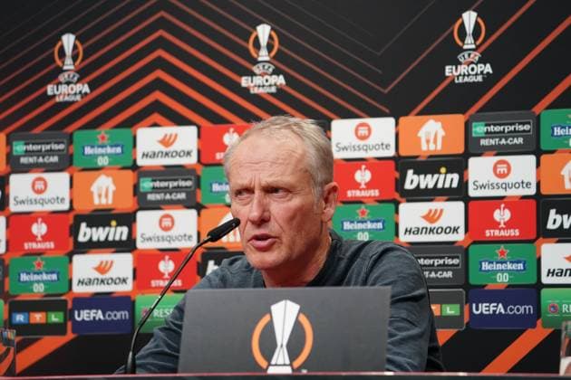 Soccer UEFA Europa League 2023 2024, Round of 16, SC Freiburg West Ham United FC, Europa Park Stadium Freiburg coach Christian Streich Freiburg Stadion am Wolfswinkel Germany Copyright: xJoeranxSteinsiekx