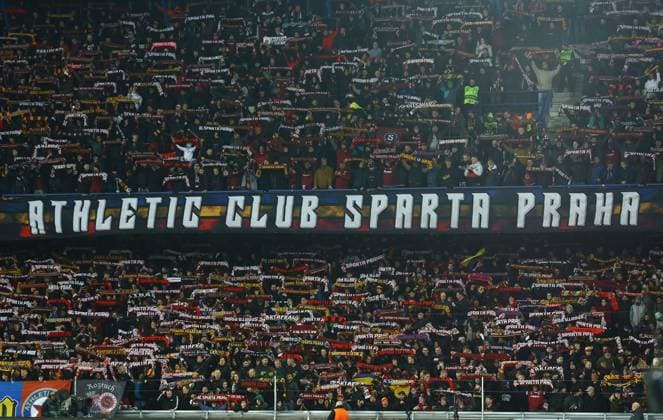 Sparta Prague fans hold scarves in the air Sparta Prague v Liverpool, UEFA Europa League, Round of 16, First Leg, Football, epet ARENA, Prague, Czech Republic - 07 Mar 2024 EDITORIAL USE ONLY No use with unauthorised audio, video, data, fixture lists, club league logos or live services. Online in-match use limited to 120 images, no video emulation. No use in betting, games or single club league player publications. Copyright: xKieranxMcManus Shutterstockx 14373656cb