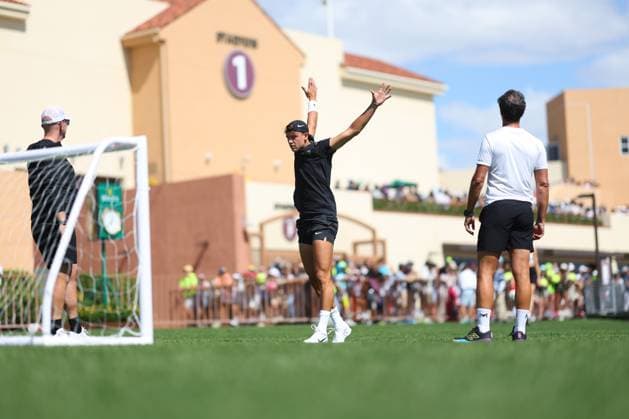 Holger Rune with Patrick Mouratoglou TENNIS : Indian Wells 2024 - 07 03 2024 AntoineCouvercelle Panoramic 